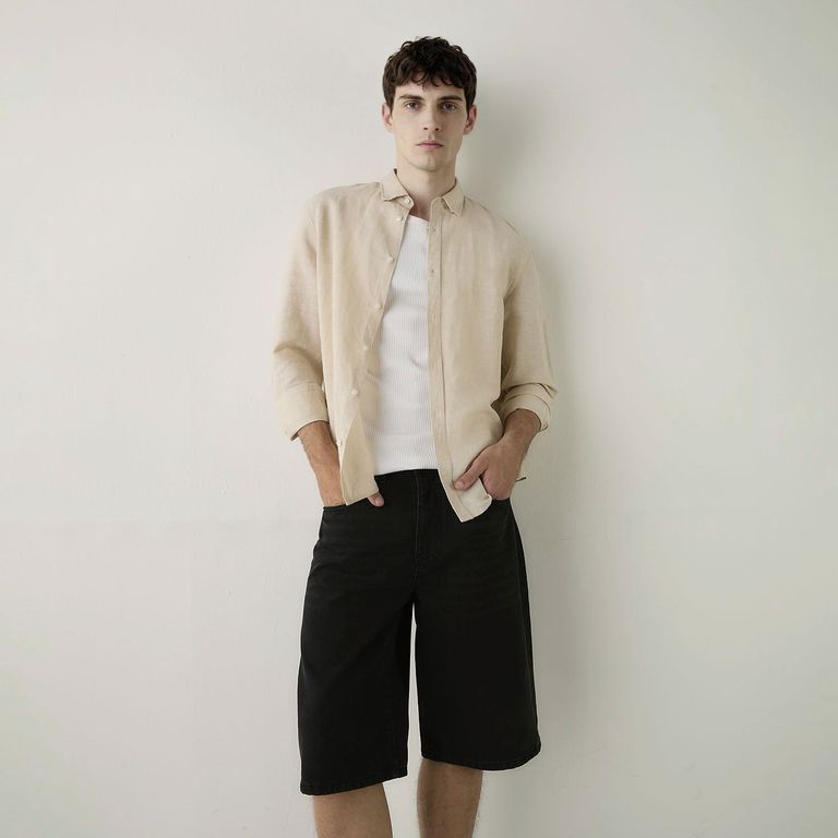 Camisa Manga Larga Lino Hombre