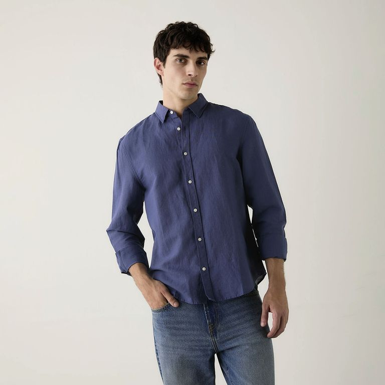 Camisa Manga Larga Lino Hombre