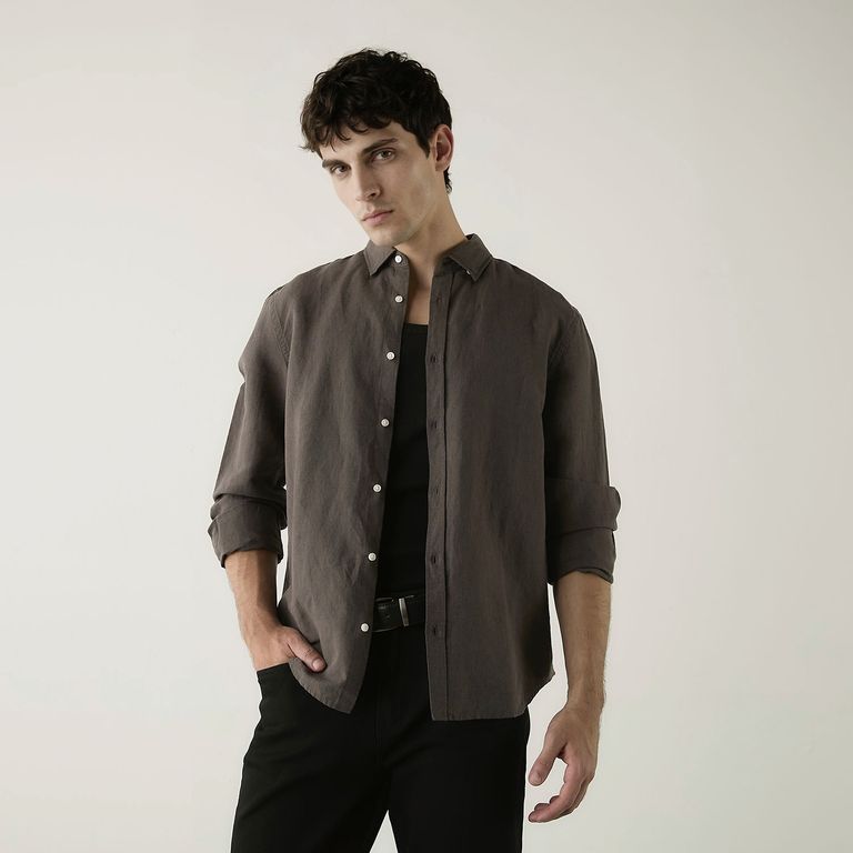 Camisa Manga Larga Lino Hombre