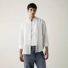 BASEMENT - Camisa Manga Larga Lino Hombre