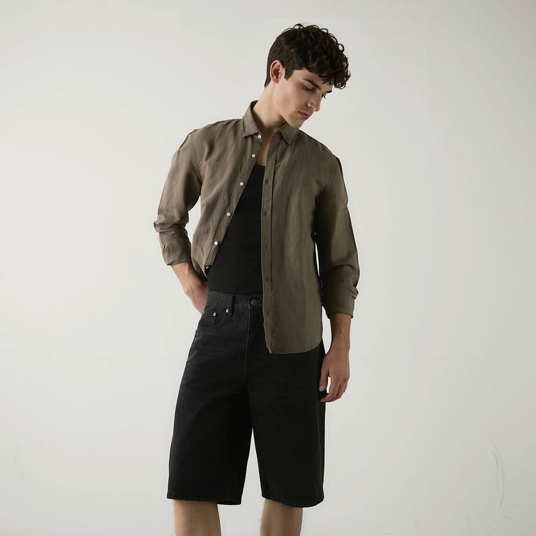 Camisa Manga Larga Lino Hombre