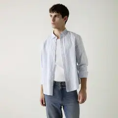 BASEMENT - Camisa Manga Larga Lino Hombre