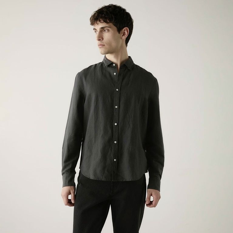 Camisa Manga Larga Lino Hombre