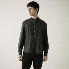 BASEMENT - Camisa Manga Larga Lino Hombre