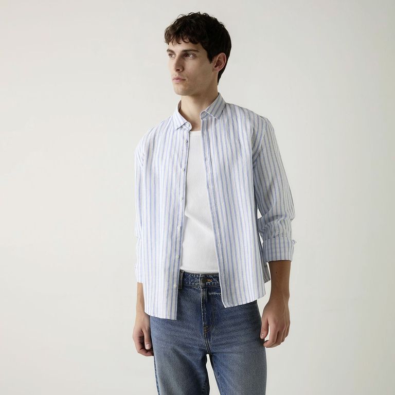 Camisa Manga Larga Lino Hombre