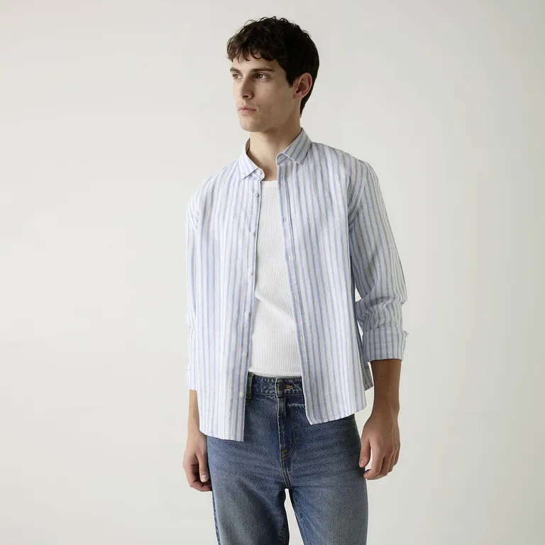 Camisa Manga Larga Lino Hombre