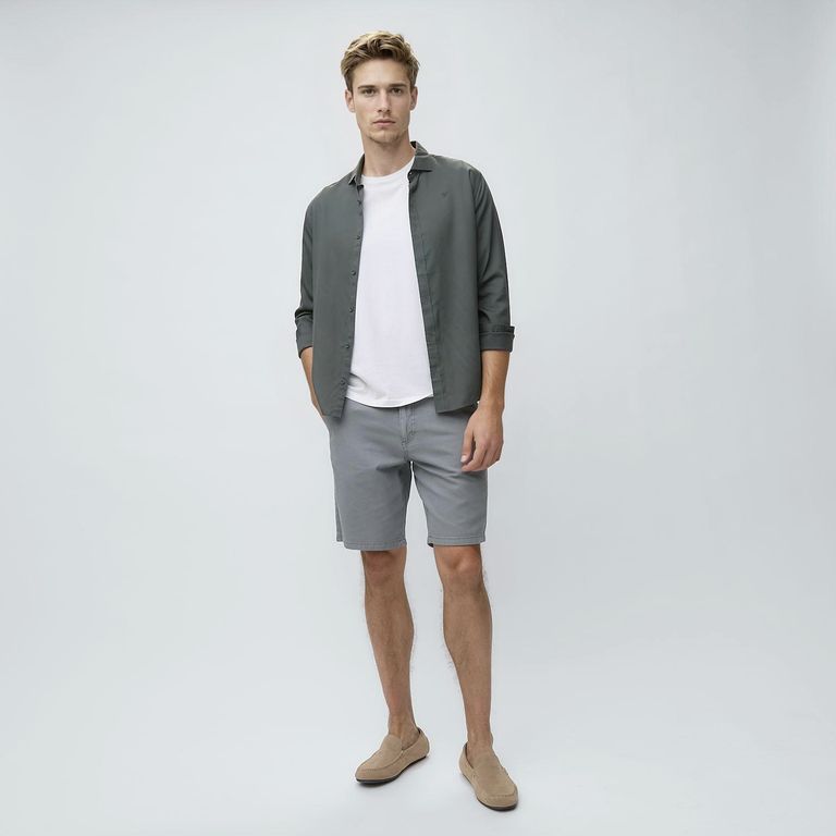 Bermuda Textura Algodón  Lino Hombre Wolf & Hank