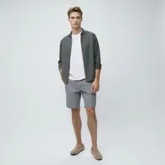 WOLF&HANK - Bermuda Textura Algodón  Lino Hombre Wolf & Hank