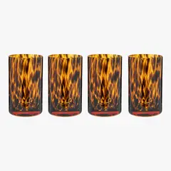 BASEMENT HOME - Set 4 Vasos Altos Leopardo 430 Ml Vidrio