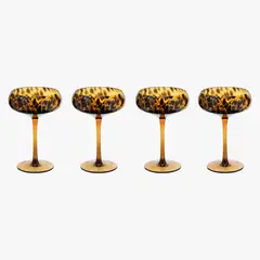 BASEMENT HOME - Set 4 Copas Cóctel Leopardo 240 ml Vidrio