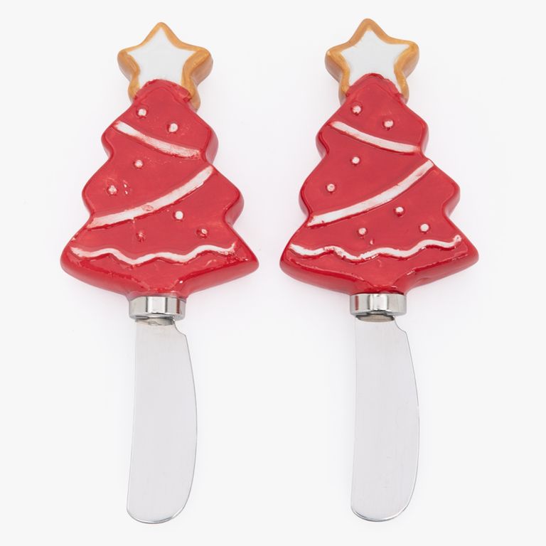 Set 2 Cuchillos Untar Pino 5.4 cm Navidad