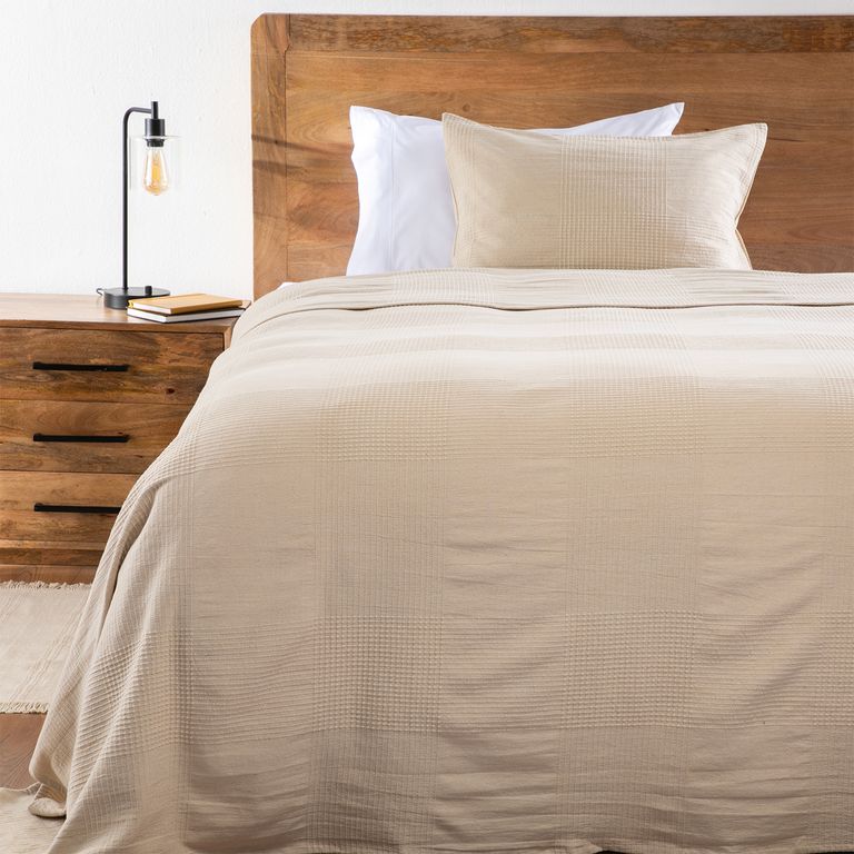 Cubrecama Liso Colcha Beige 2 Plazas