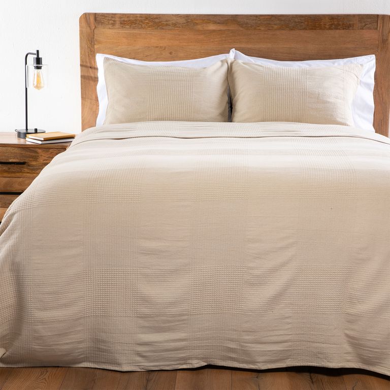 Cubrecama Liso Colcha Beige 2 Plazas