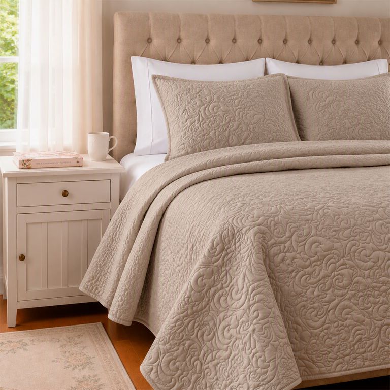 Cubrecama Paisley Beige 2 Plazas