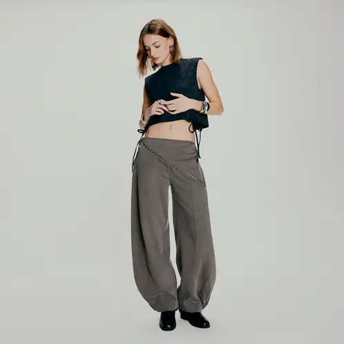 AMERICANINO - Pantalón Tiro Medio Baggy Mujer