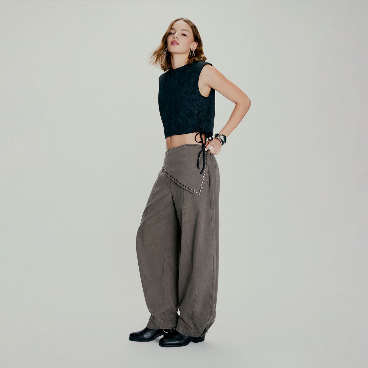 AMERICANINO - Pantalón Tiro Medio Baggy Mujer Americanino