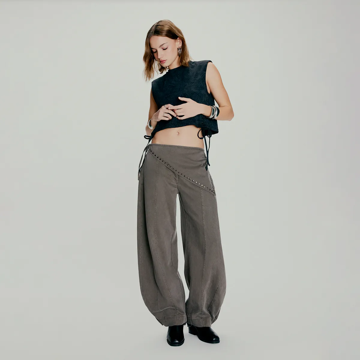 AMERICANINO - Pantalón Tiro Medio Baggy Mujer Americanino