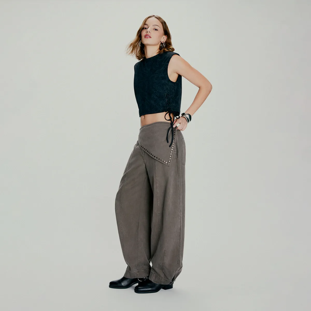 AMERICANINO - Pantalón Tiro Medio Baggy Mujer Americanino