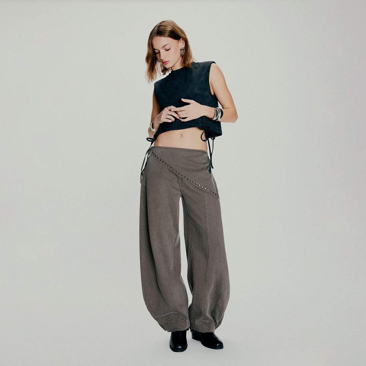 AMERICANINO - Pantalón Tiro Medio Baggy Mujer Americanino