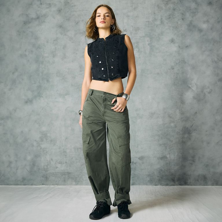 Pantalón Tiro Medio Baggy Mujer