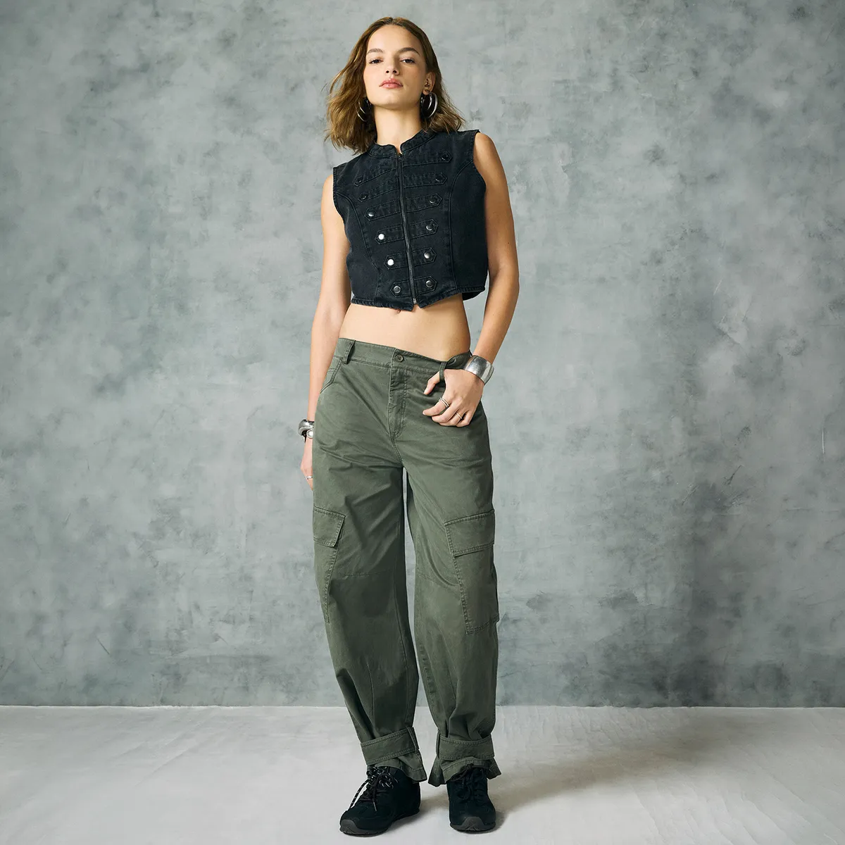 AMERICANINO - Pantalón Tiro Medio Baggy Mujer Americanino