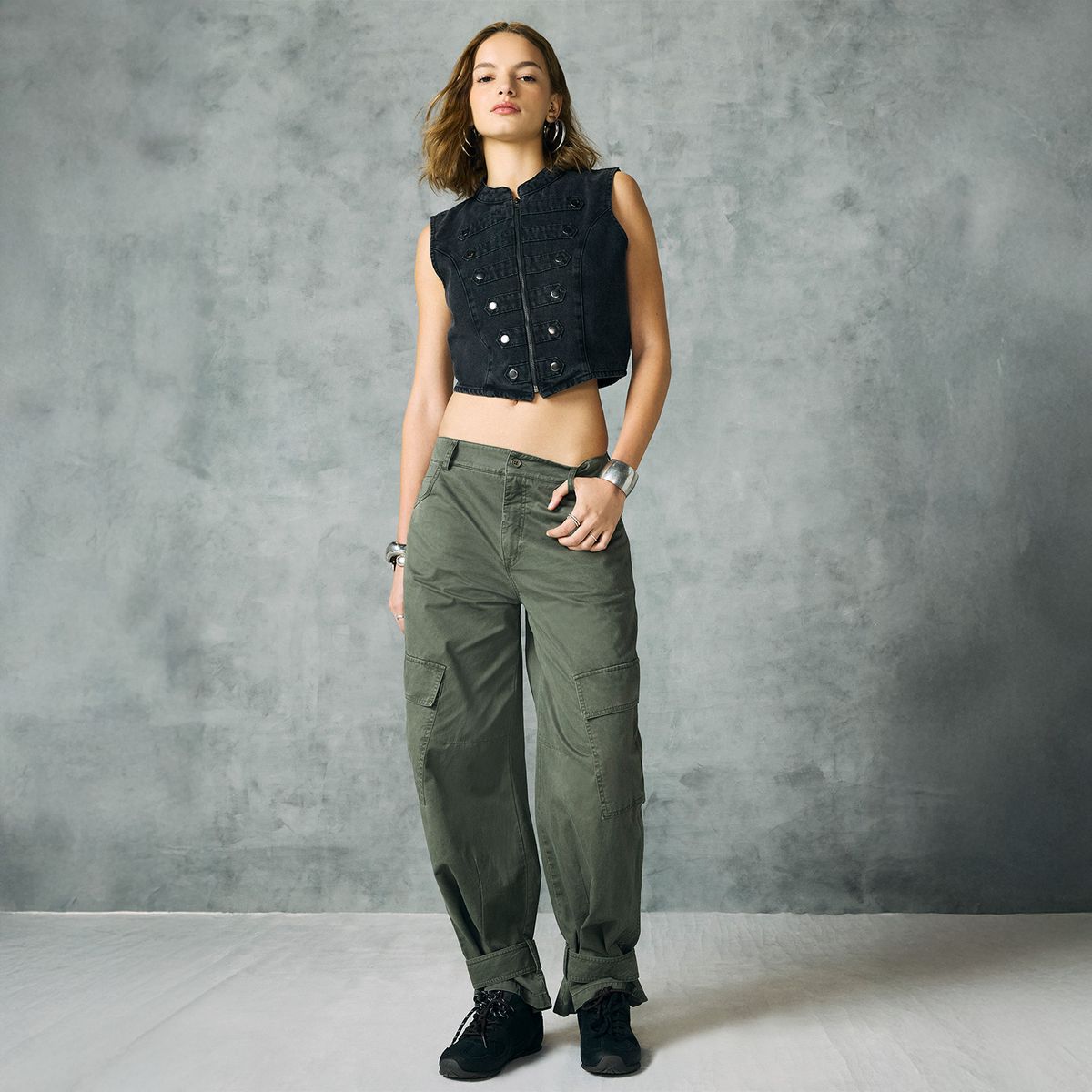 AMERICANINO - Pantalón Tiro Medio Baggy Mujer Americanino