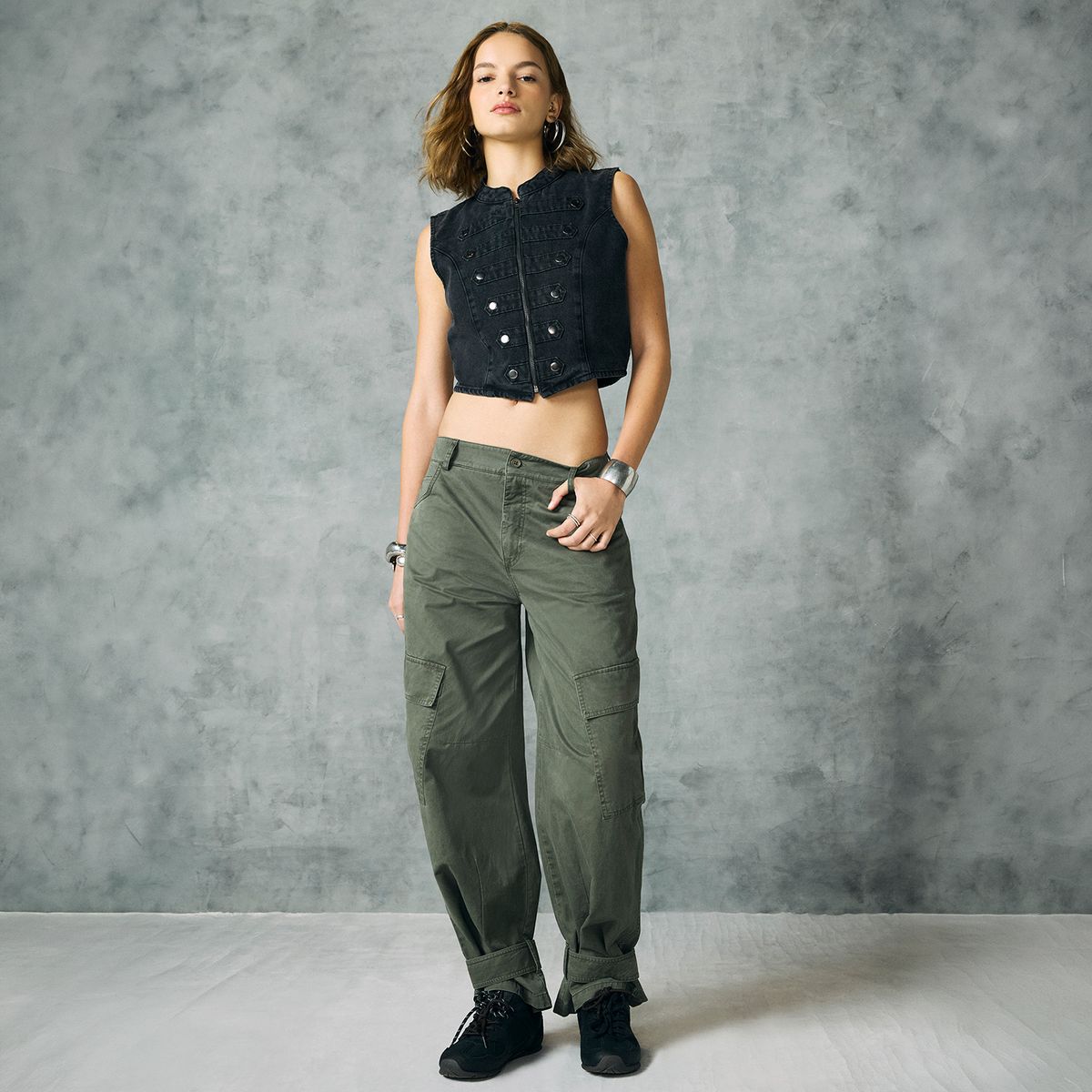 AMERICANINO - Pantalón Tiro Medio Baggy Mujer Americanino