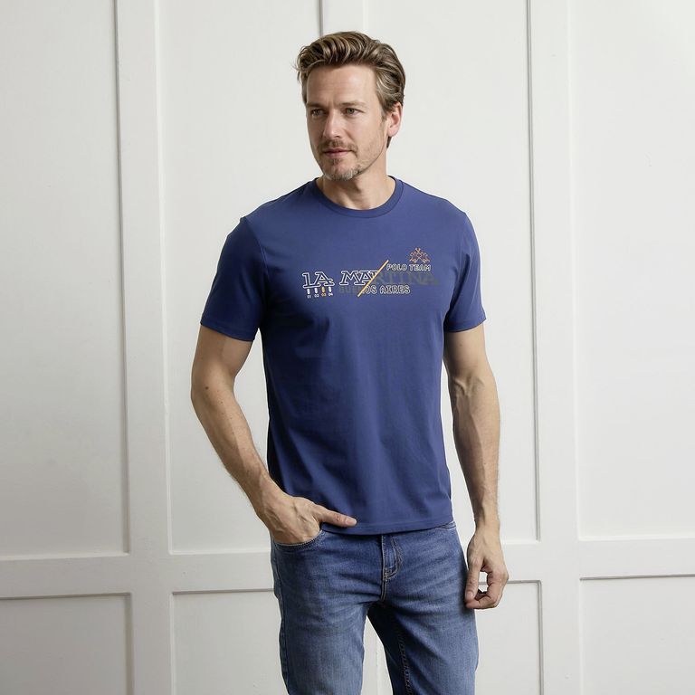 Polera Algodón Hombre · Azul 2
