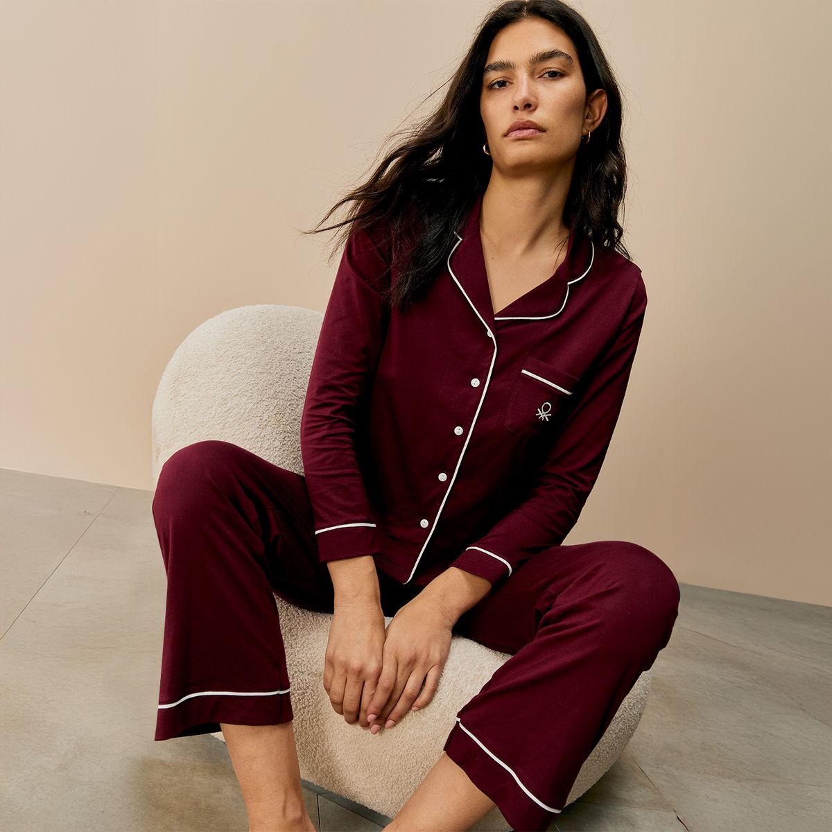 BENETTON - Pijama Camisero Algodón Pima Mujer