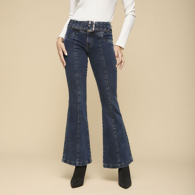 Jeans Tiro Bajo Straight Mujer