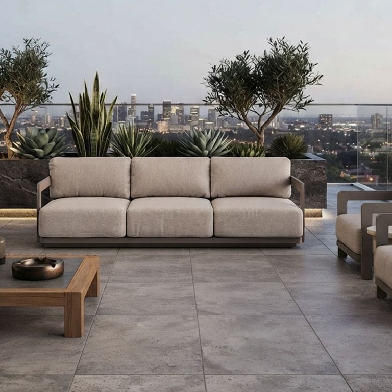 Sofá De Terraza 3 Cuerpos Cirie Aluminio