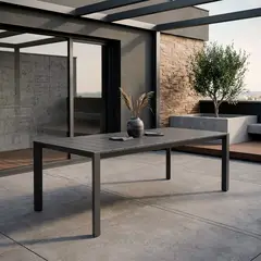 BASEMENT HOME - Mesa Comedor Terraza Oxford Gris Oscuro 8 Personas