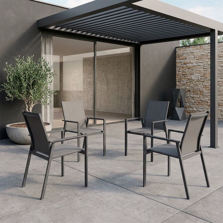 Pack 4 Sillas De Terraza Oxford Gris Oscuro
