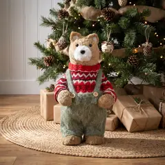 MICA - Muñeco Oso Jardinera 30X18 cm Peluche Navidad Adorno Decoración