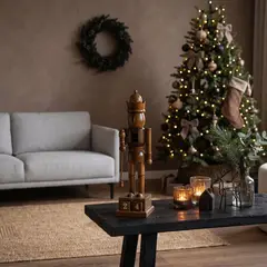 MICA - Cascanuez de Madera Calendario 38x8,5 cm Adorno Navidad Decoración