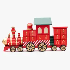 MICA - Calendario Adviento Tren 40X20X10 cm Madera Adorno Navidad Decoración