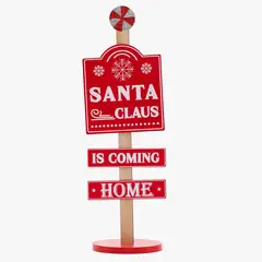MICA - Cartel Santa Claus 38X11X12 cm Madera Viejo Pascuero Navidad Decoración Adorno