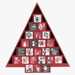 MICA - Calendario Adviento 34X32 cm Madera Navidad Adorno Decoración