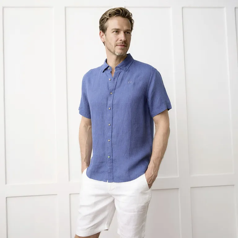 Camisa Manga Corta Lino Hombre