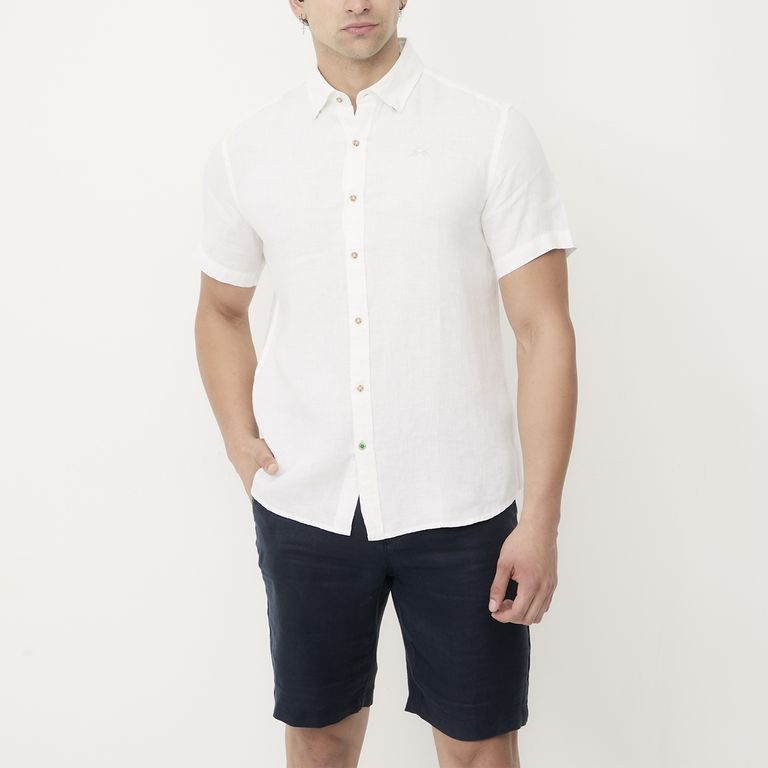 Camisa Manga Corta Lino Hombre