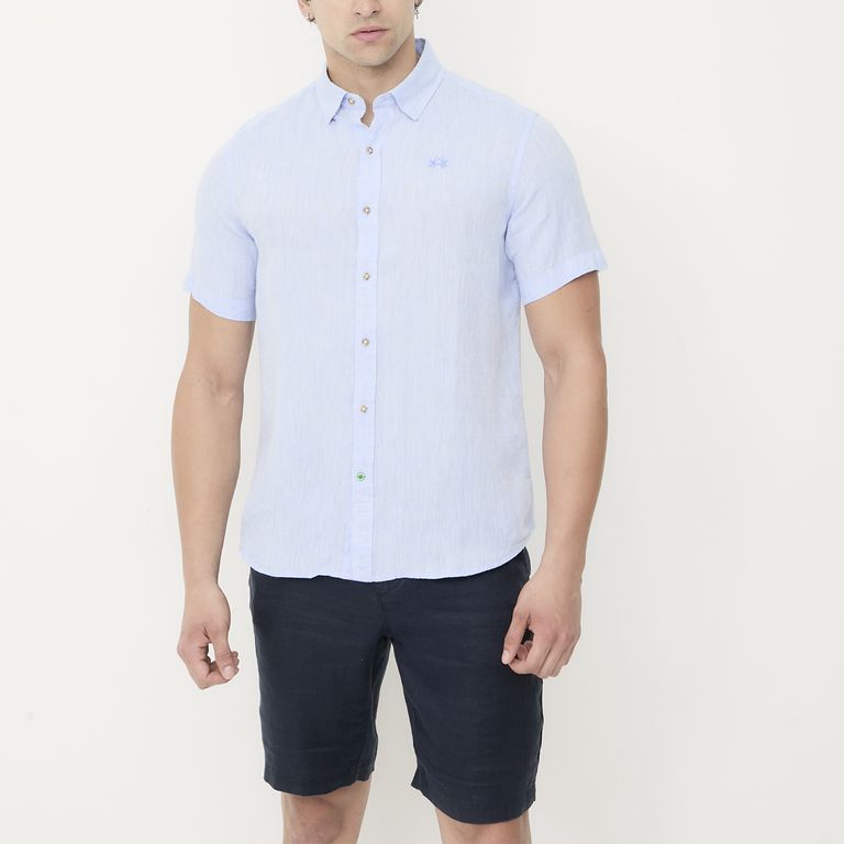 Camisa Manga Corta Lino Hombre