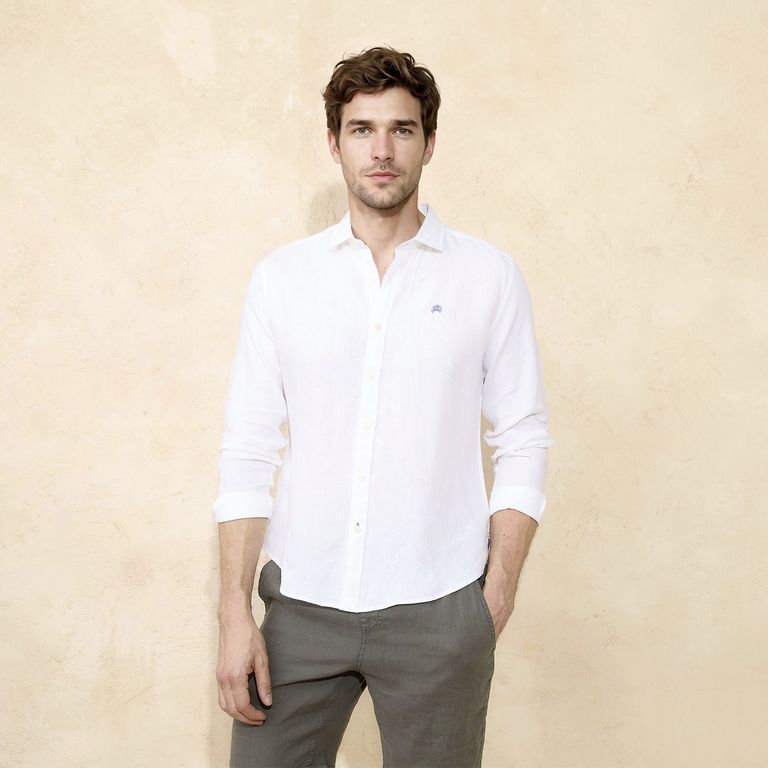 Camisa Lino Manga Larga Hombre