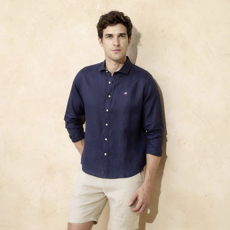 Camisa Lino Manga Larga Hombre