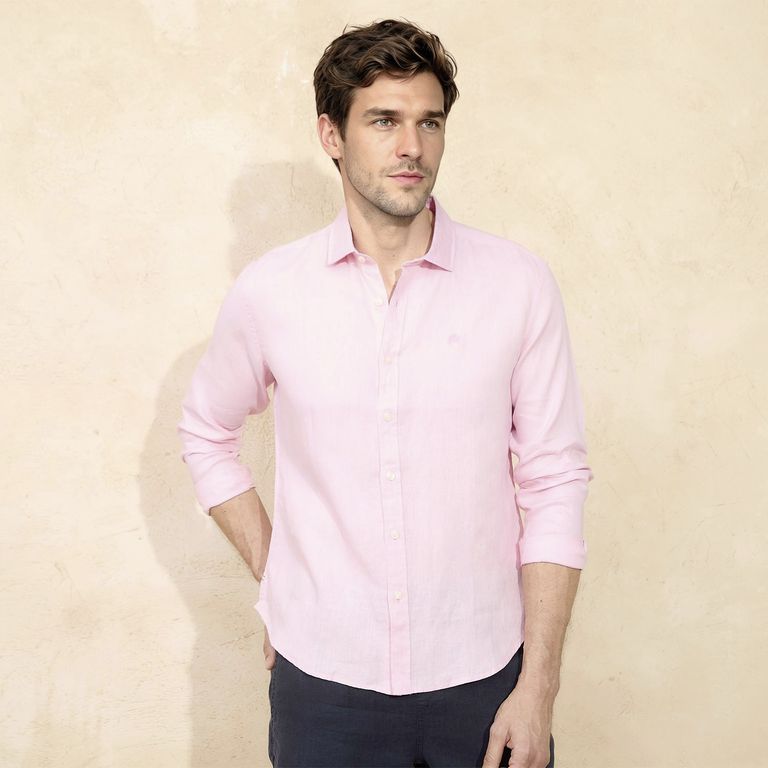 Camisa Lino Manga Larga Hombre