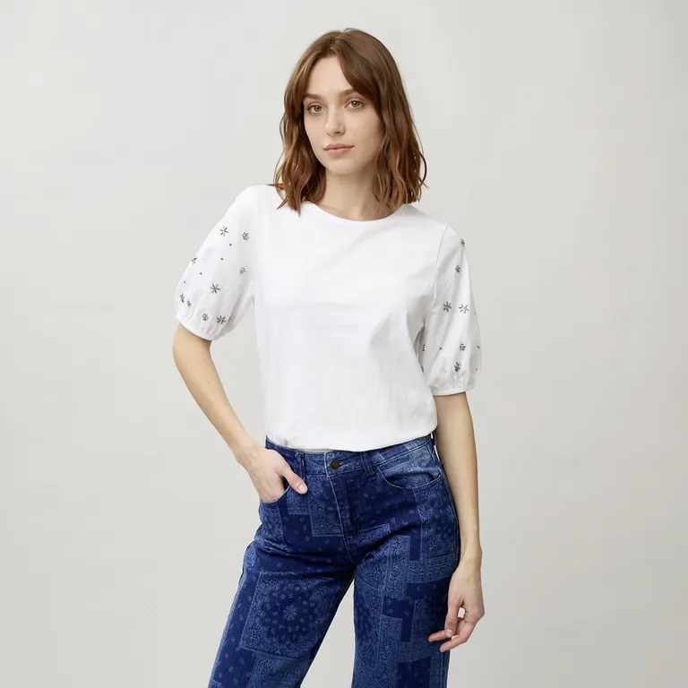 Polera Mujer Manga Globo