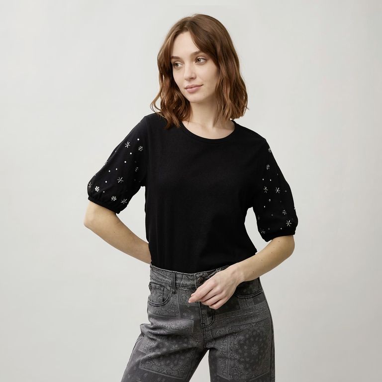 Polera Mujer Manga Globo