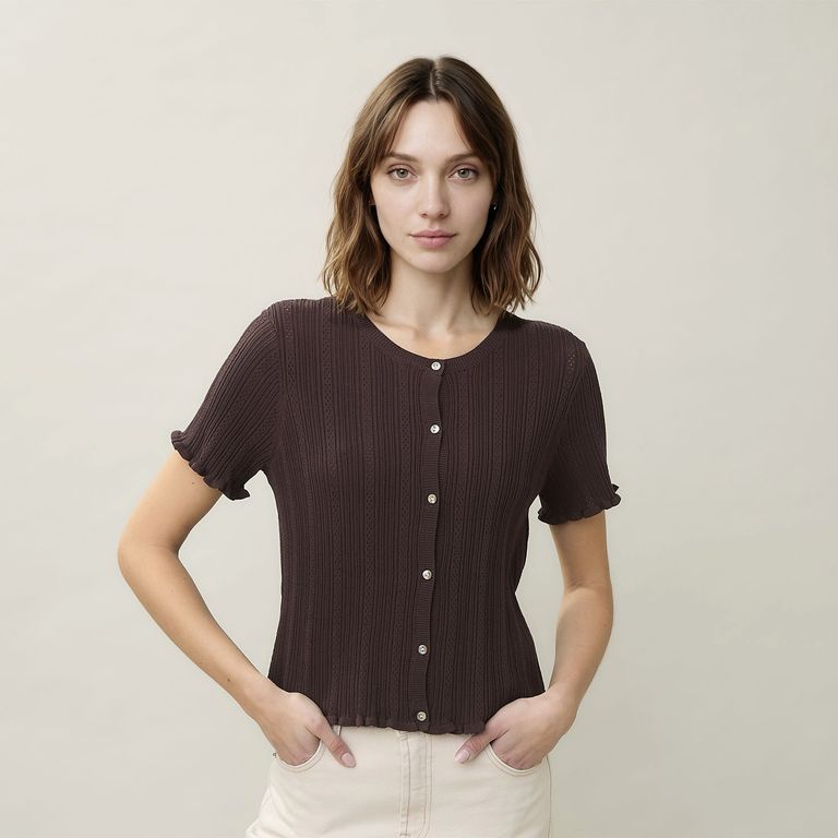 Polera Básica Botones Mujer