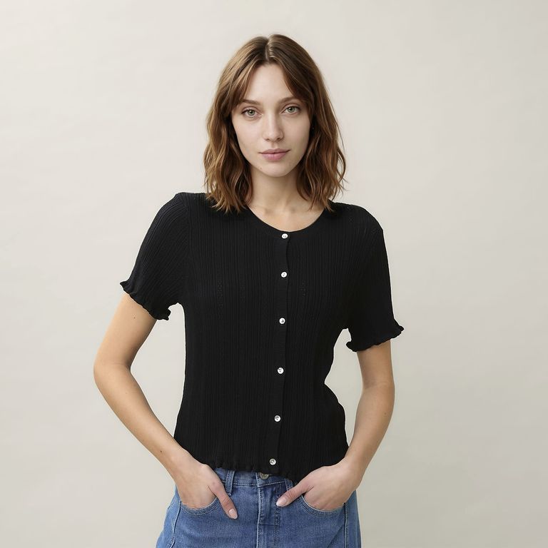 Polera Básica Botones Mujer