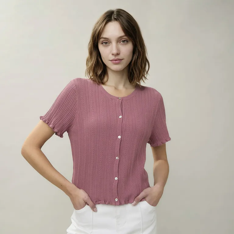 Polera Básica Botones Mujer