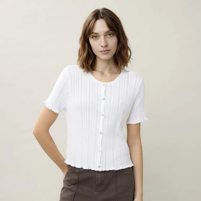 Polera Básica Botones Mujer